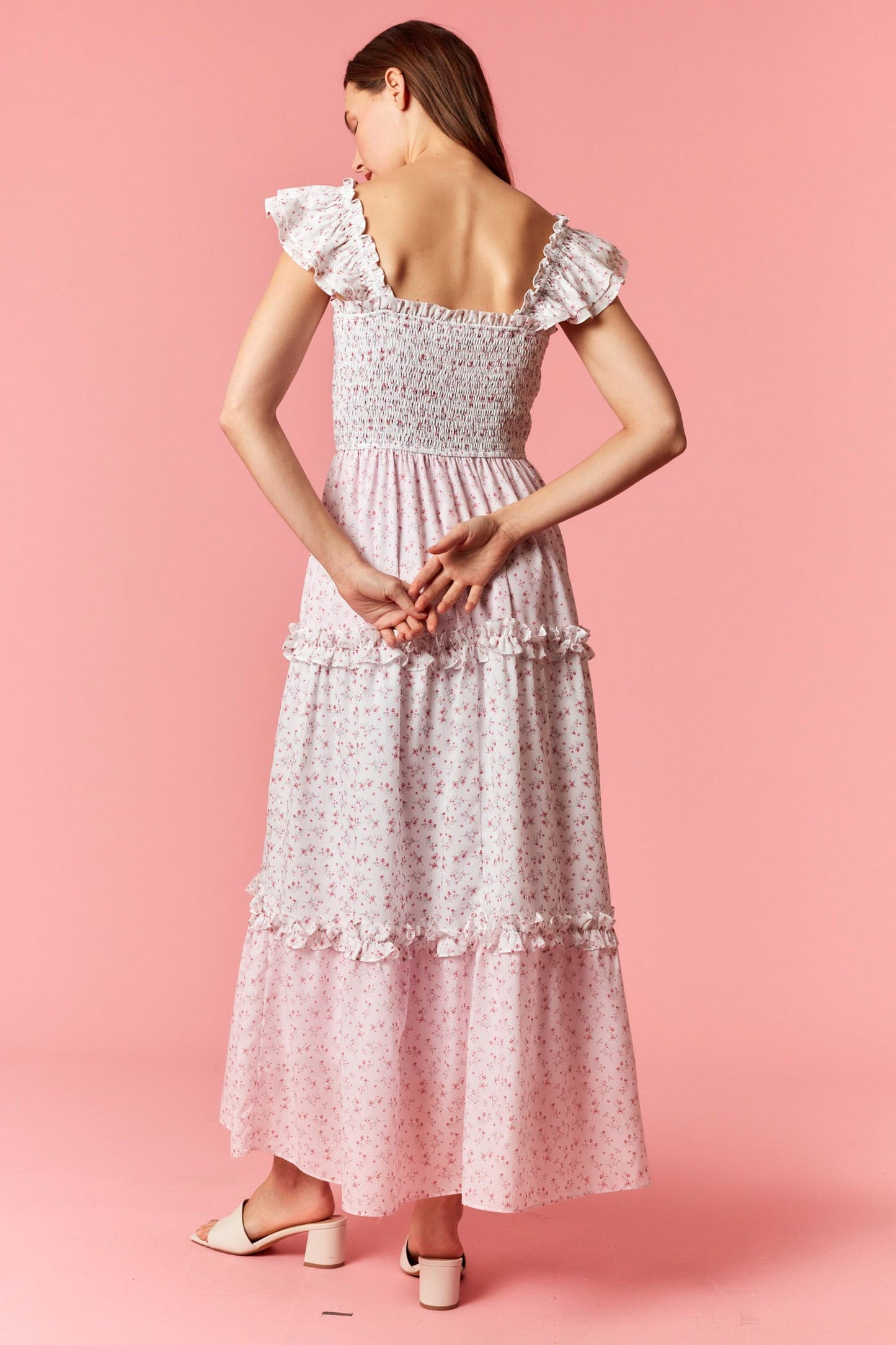 Ditsy Floral Smocked Top Tiered Maxi Dress