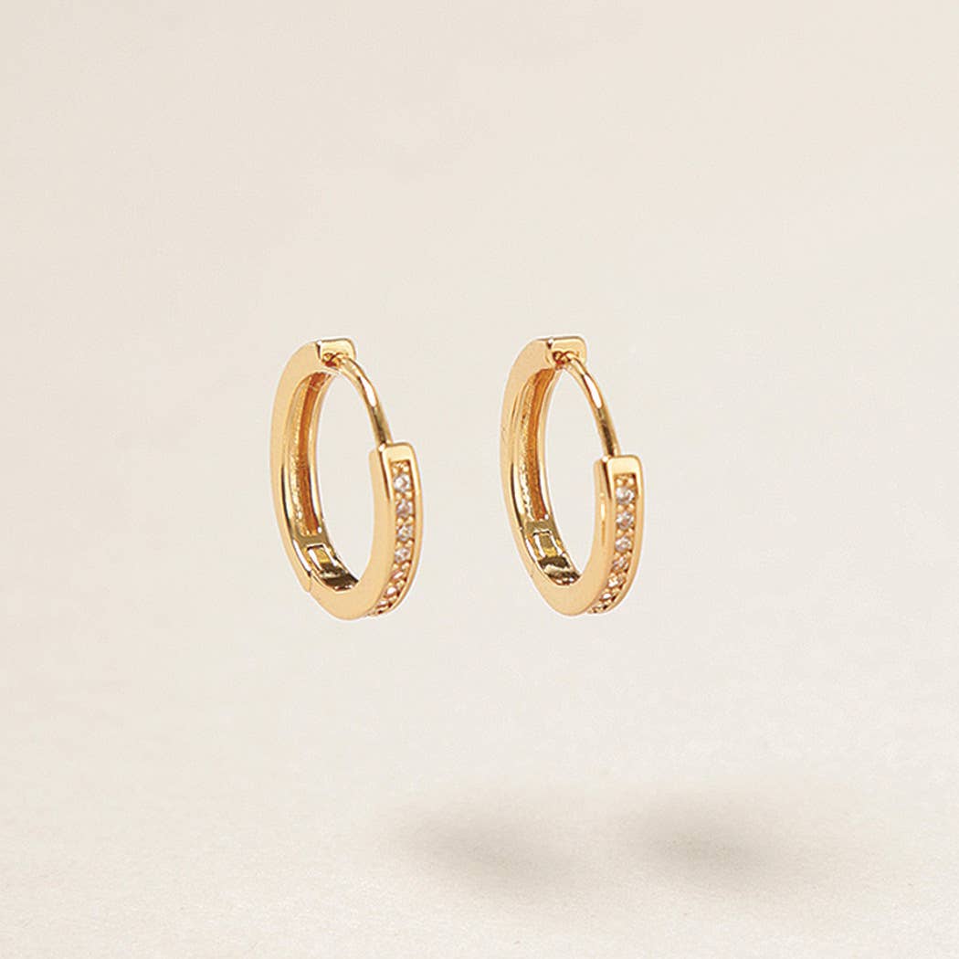 14K Gold Dipped Cubic Zirconia Hoop Earrings
