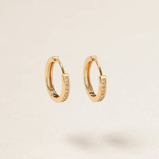 14K Gold Dipped Cubic Zirconia Hoop Earrings