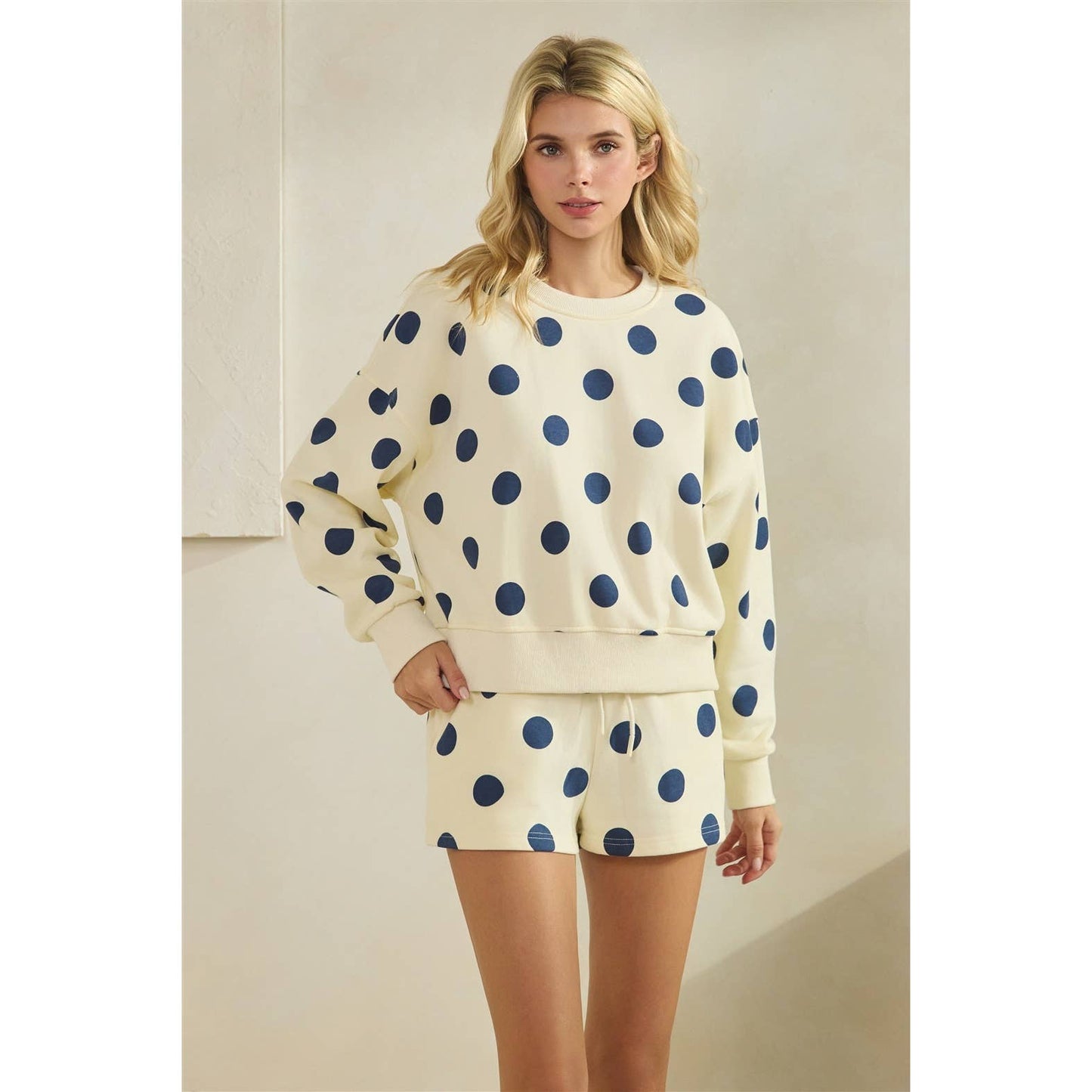 Polka Dot Crew Neck Sweatshirt