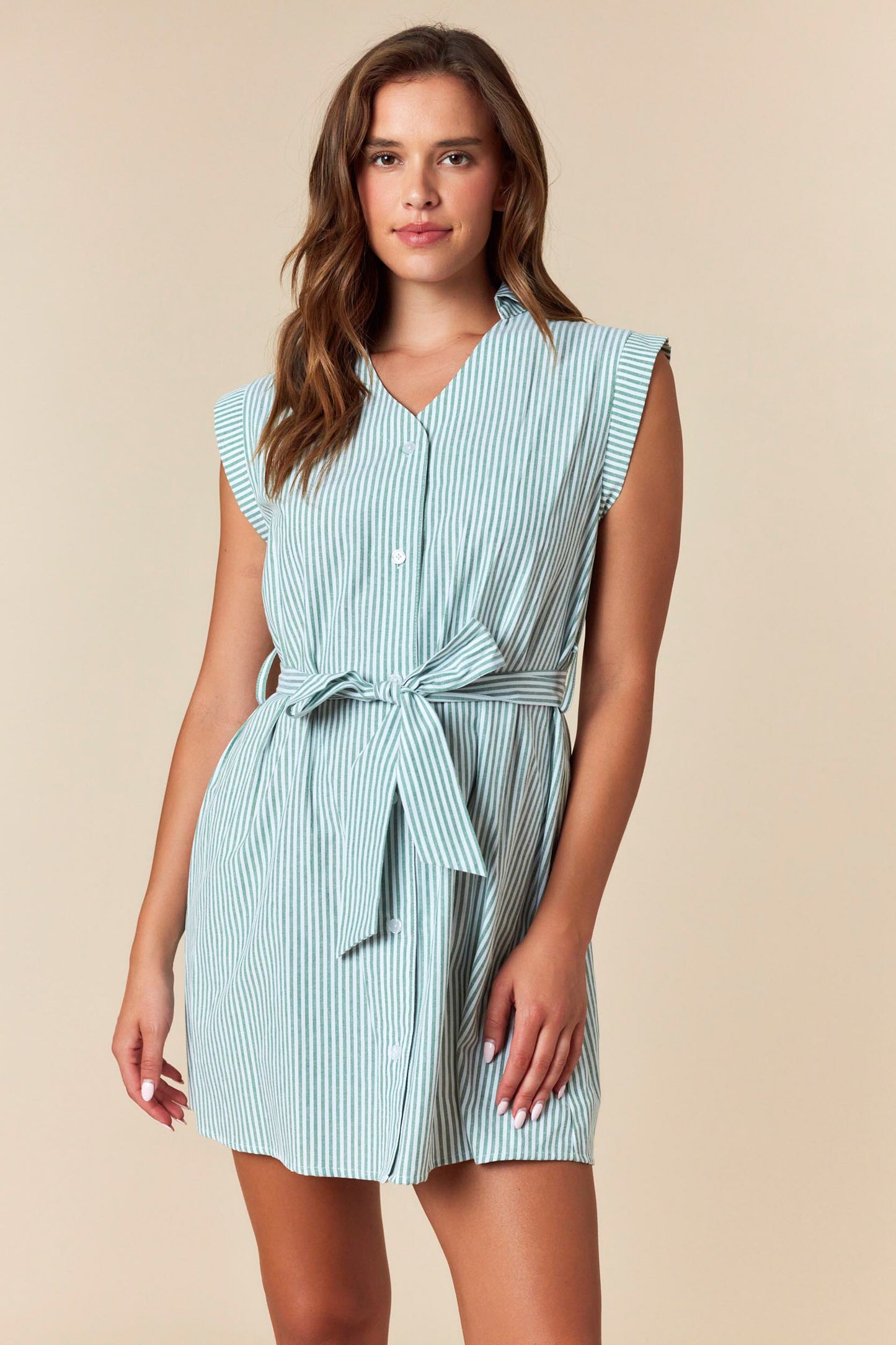 Striped Dolman Button Up Dress