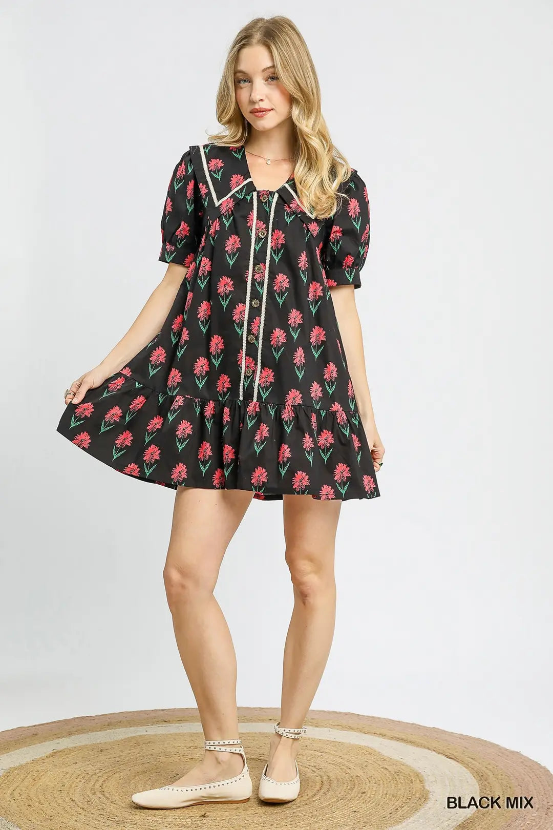 Floral Puff Sleeve Mini Dress