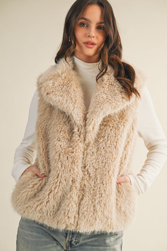 Curly-textured Faux Fur Vest