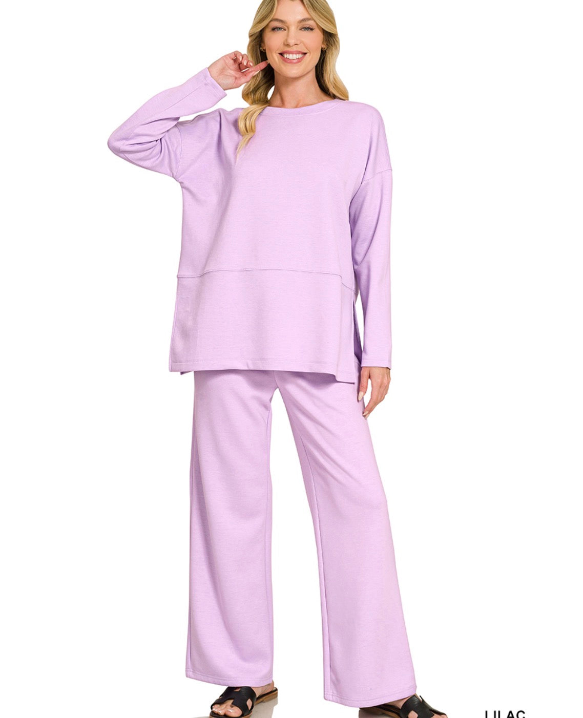 Scuba Side Slit Top & Pants Set