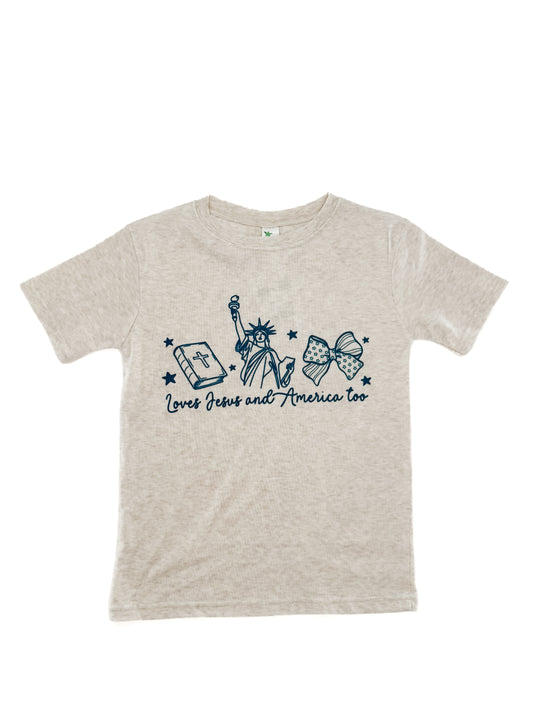 Kids- Loves Jesus and America Tee