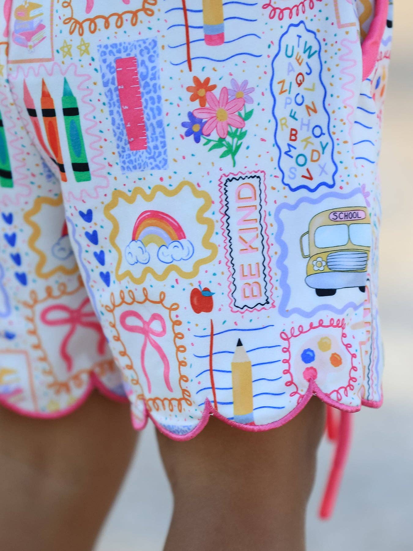Girls Back to School Print Short Set