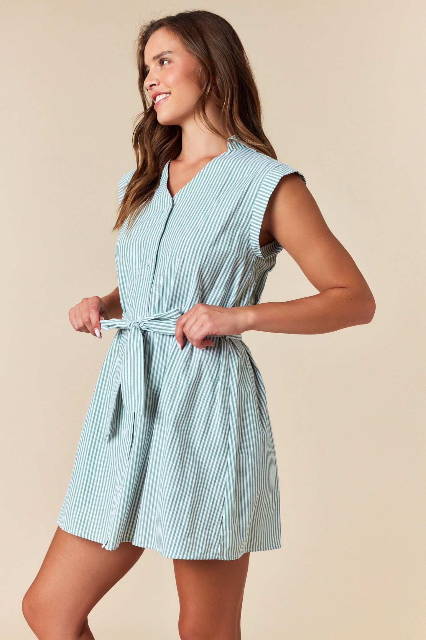 Striped Dolman Button Up Dress