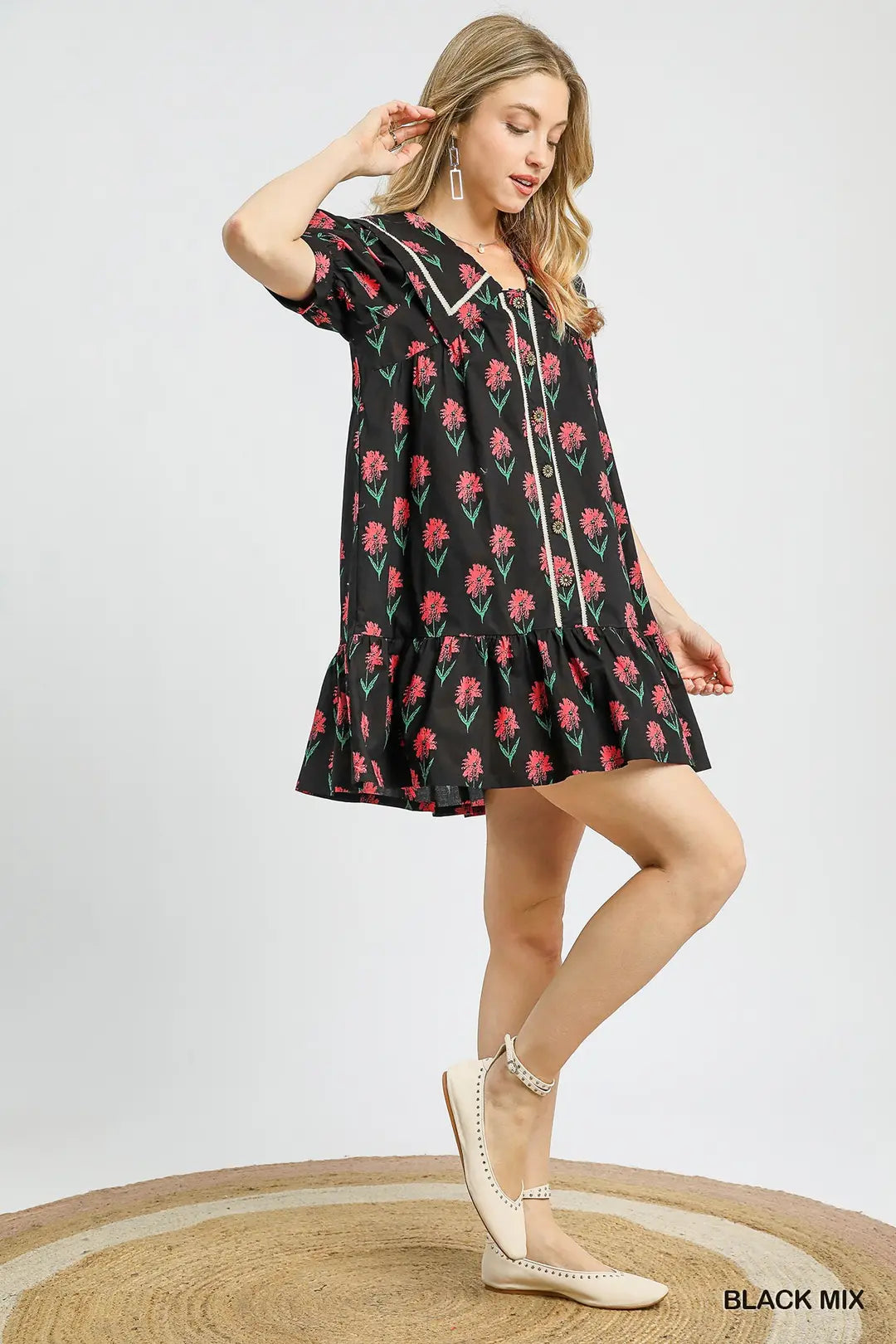 Floral Puff Sleeve Mini Dress