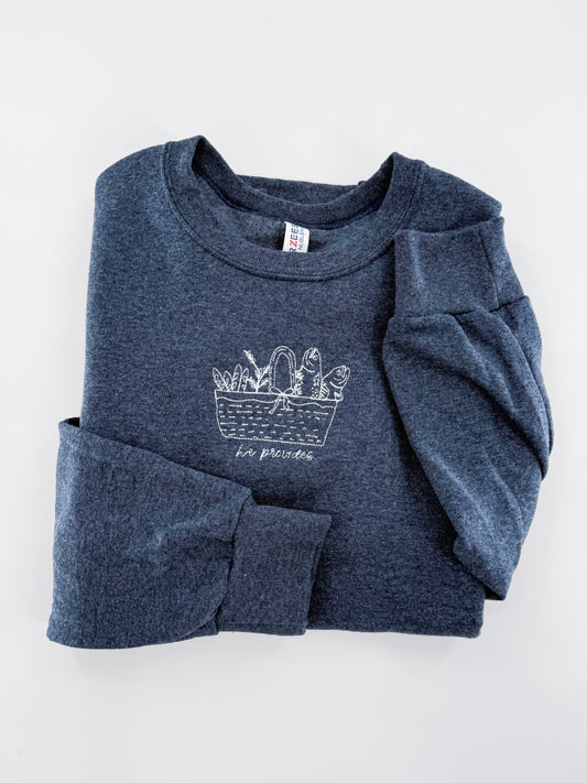He Provides Embroidered Sweatshirt