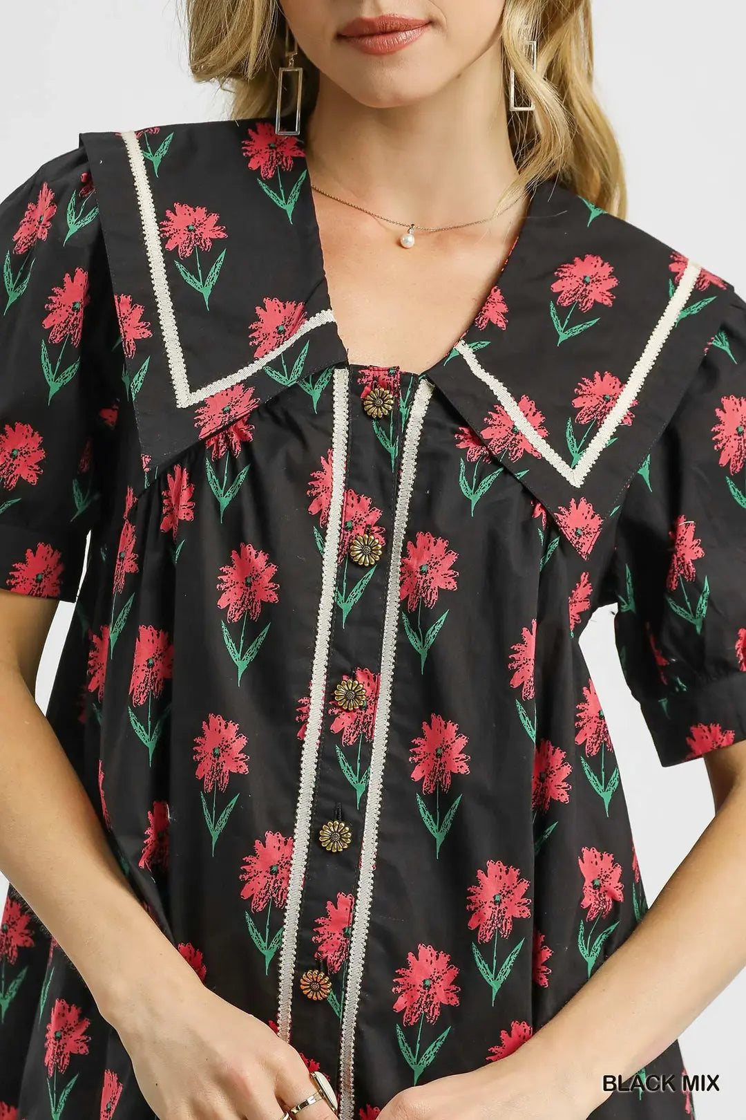Floral Puff Sleeve Mini Dress