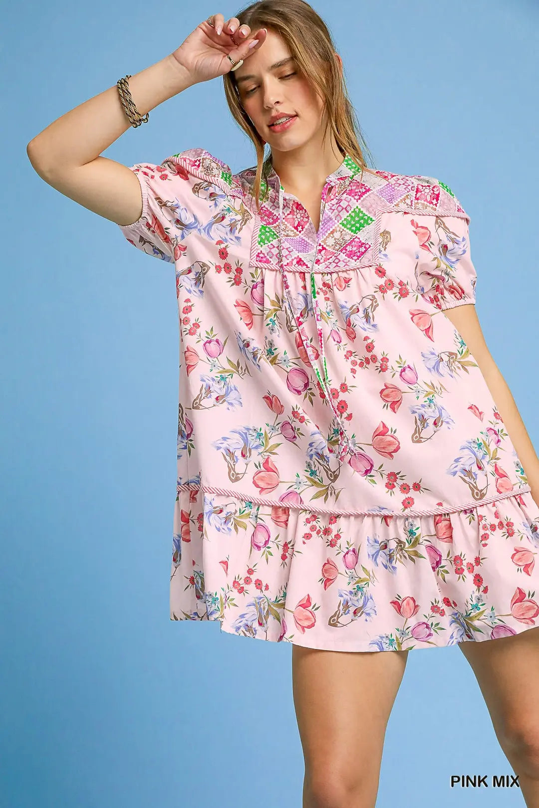 Floral Patchwork Babydoll Dress