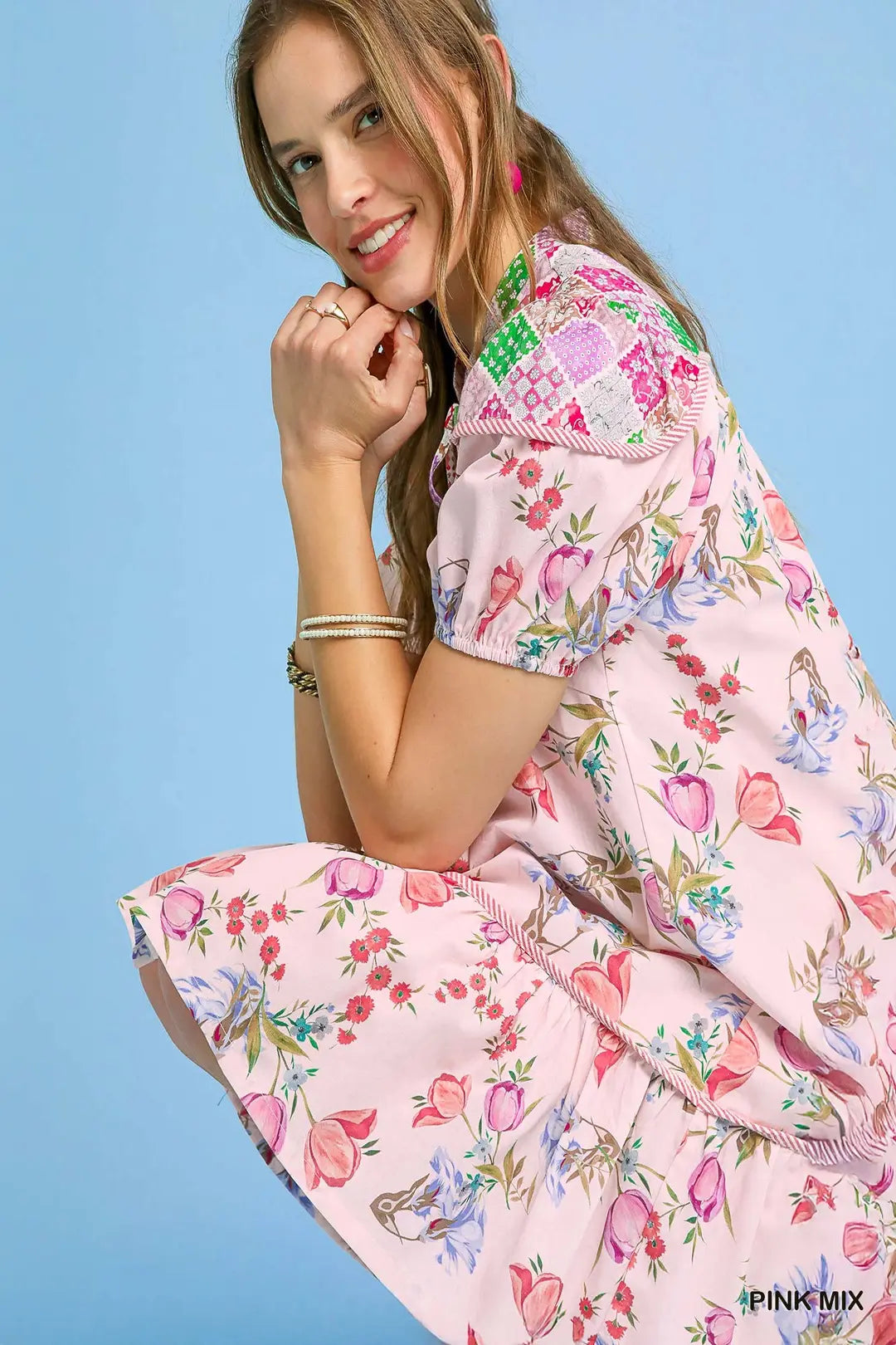 Floral Patchwork Babydoll Dress