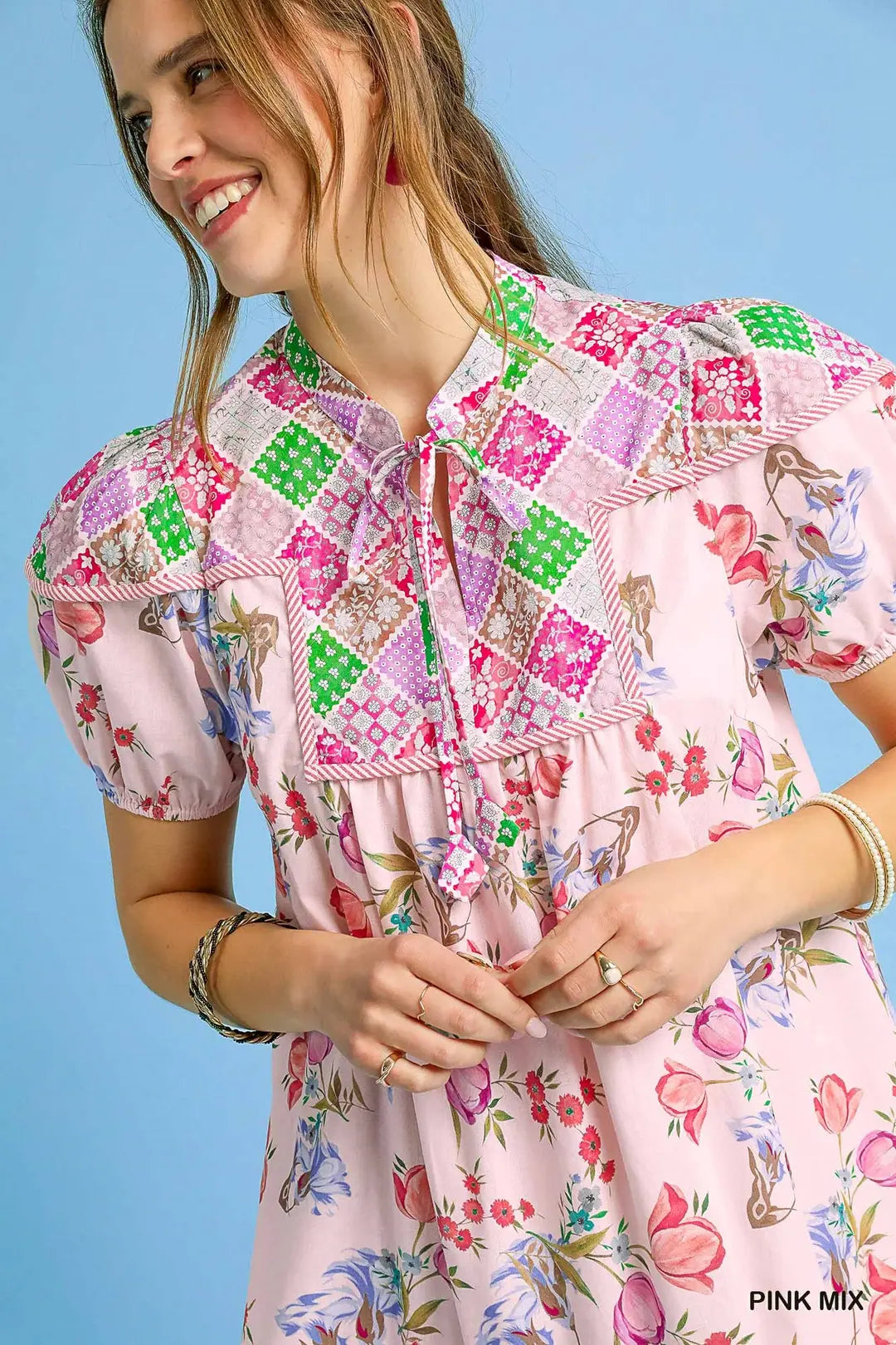 Floral Patchwork Babydoll Dress