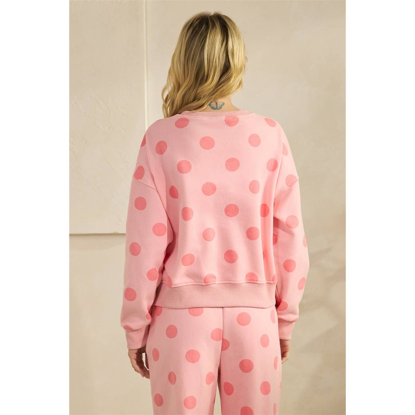 Polka Dot Crew Neck Sweatshirt