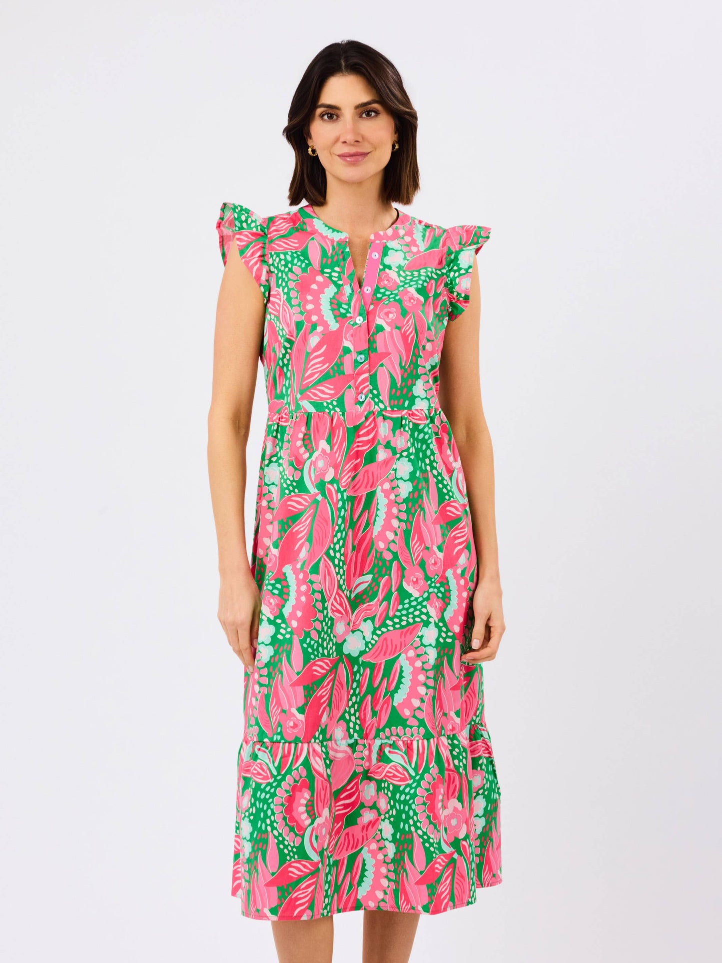 Riley Flutter Sleeve Dress | Canopy Gleam Green