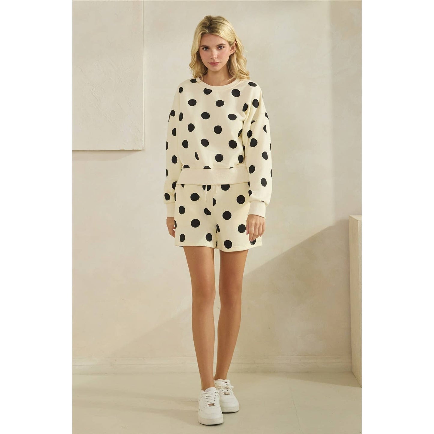 Polka Dot Crew Neck Sweatshirt
