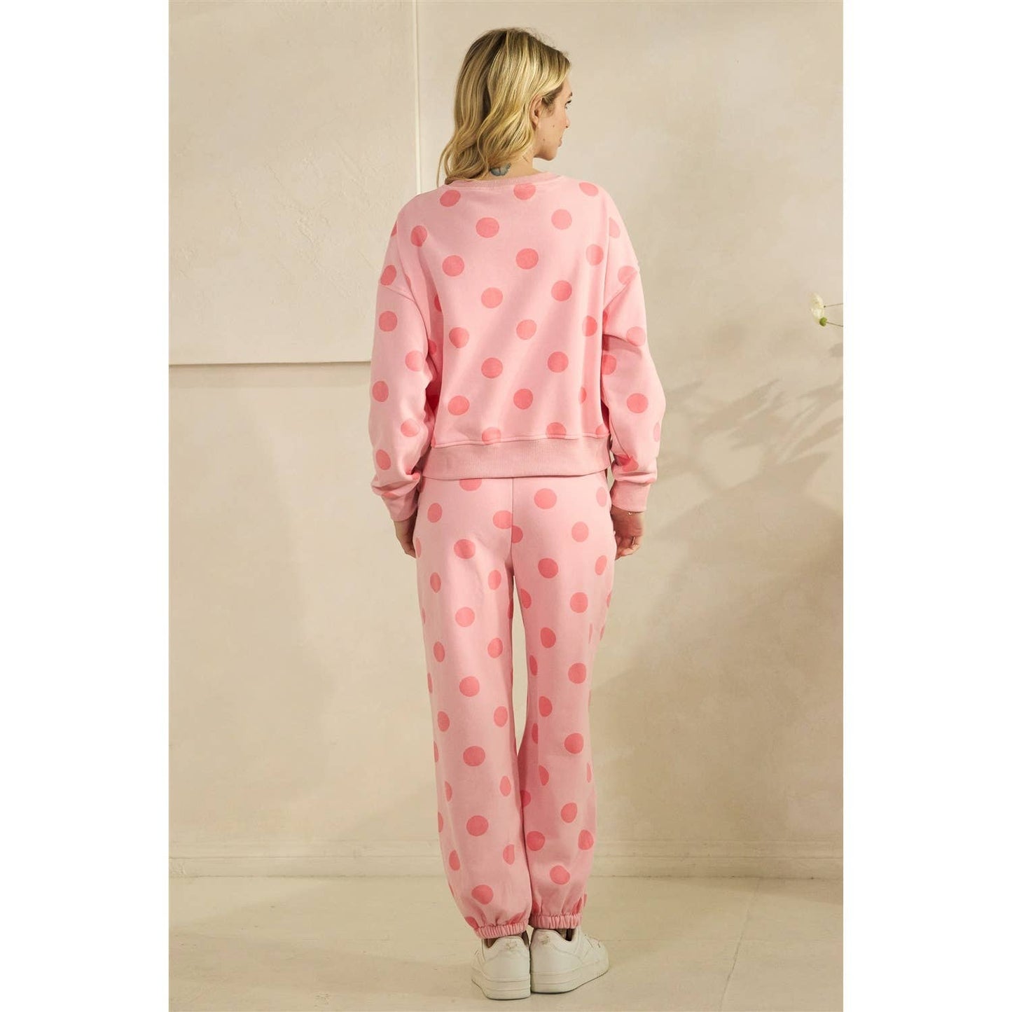 Polka Dot Crew Neck Sweatshirt