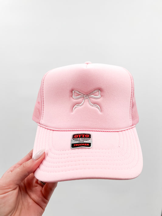 Baby Pink Bow Foam Trucker Hat