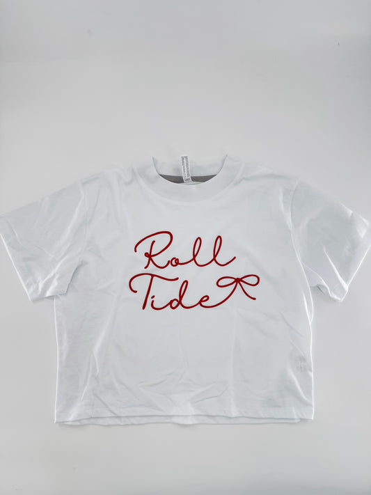 Roll Tide Script with Bow Crop Tee