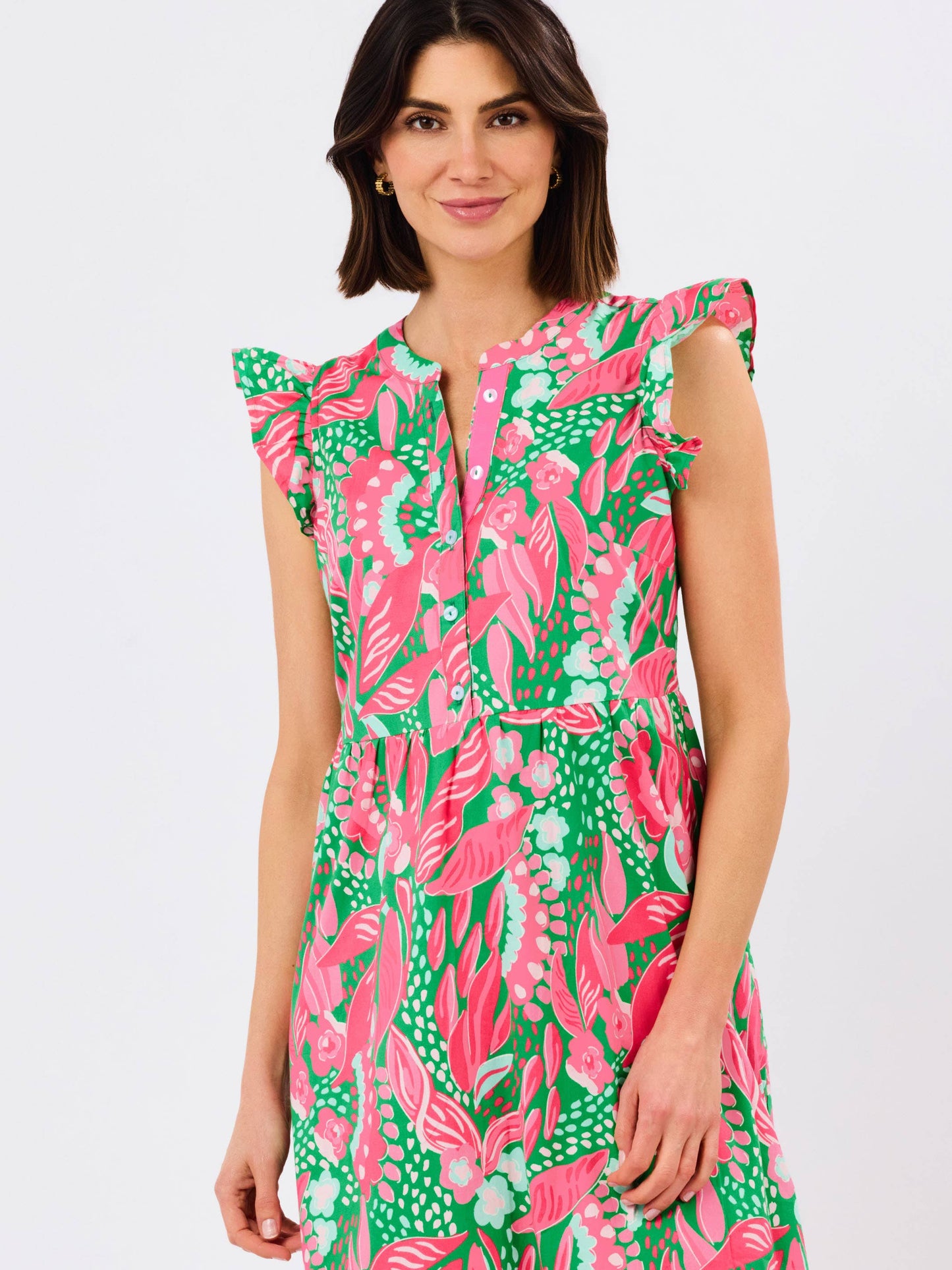 Riley Flutter Sleeve Dress | Canopy Gleam Green