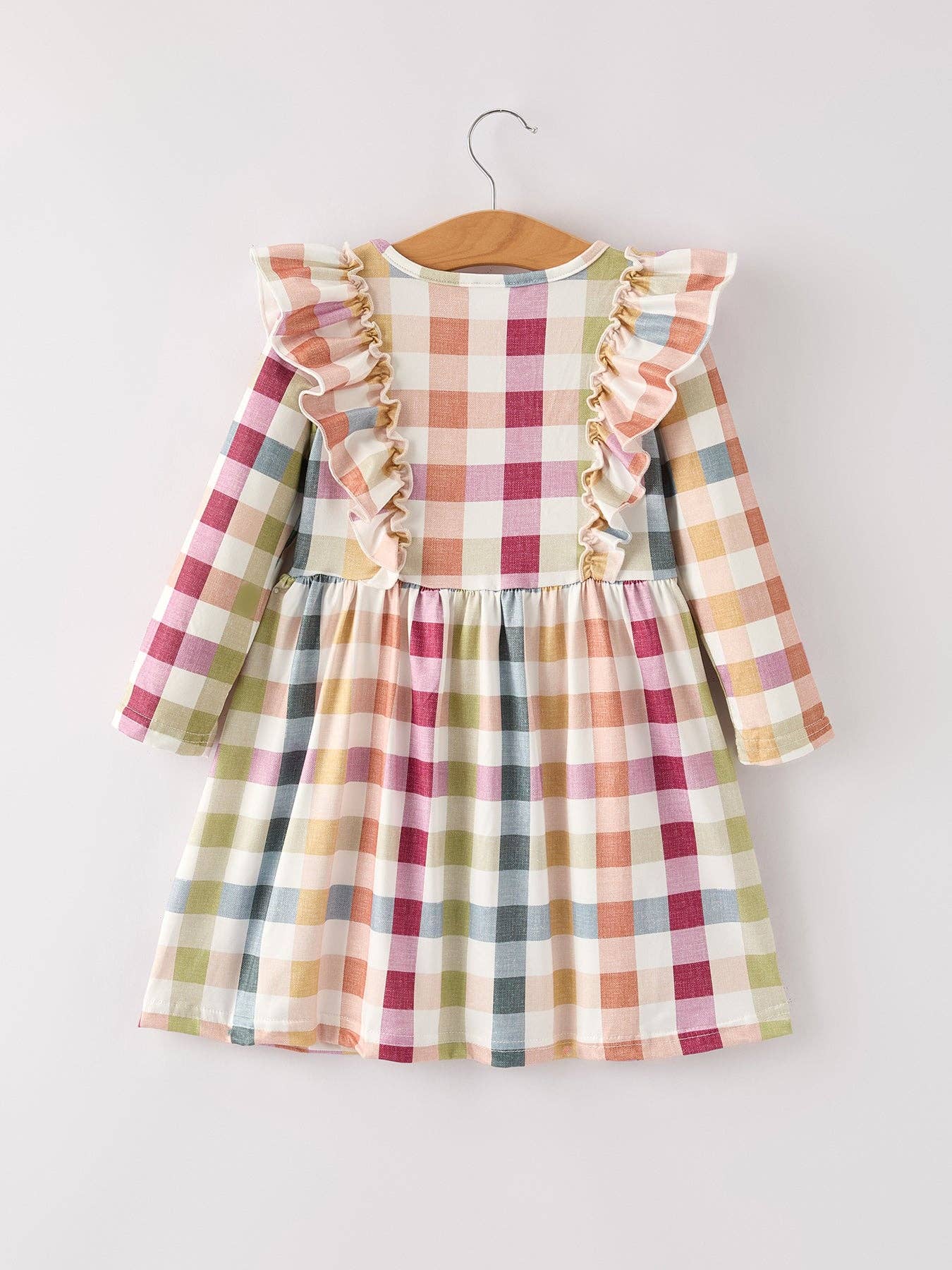 Girls Plaid Long Sleeve Dress