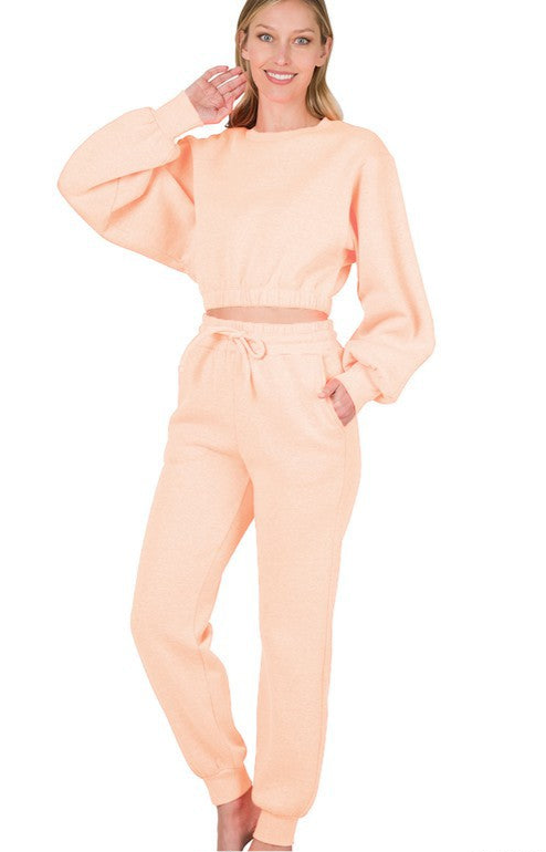 Cropped Pullover & Jogger Pants Set