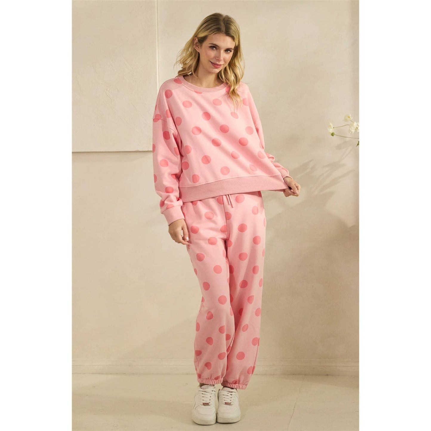 Polka Dot Crew Neck Sweatshirt