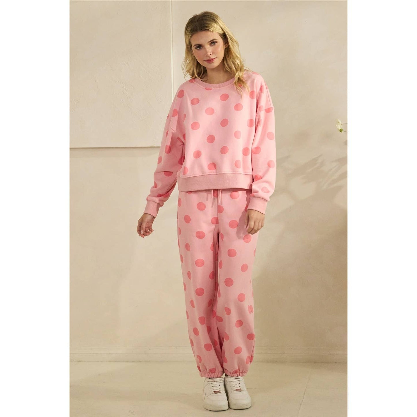 Polka Dot Crew Neck Sweatshirt