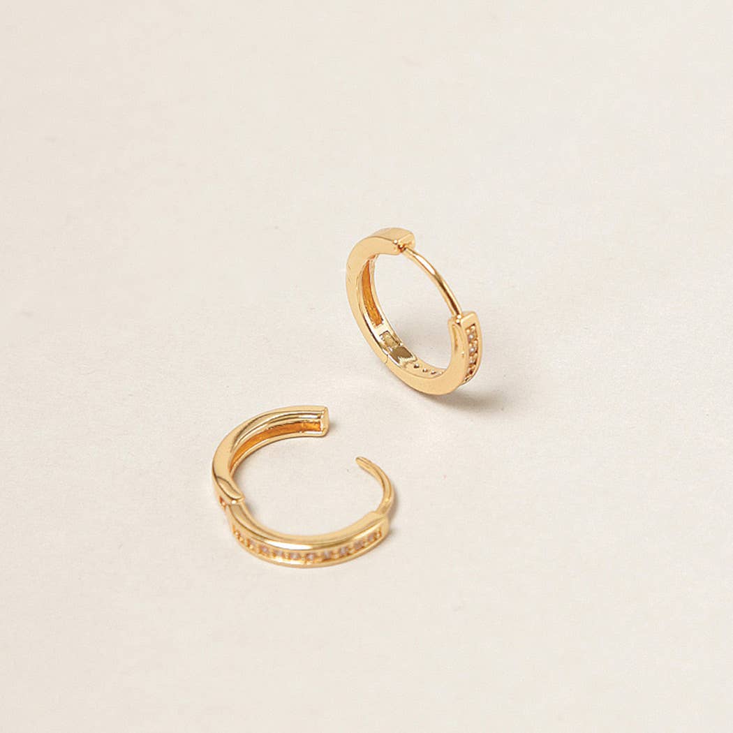 14K Gold Dipped Cubic Zirconia Hoop Earrings