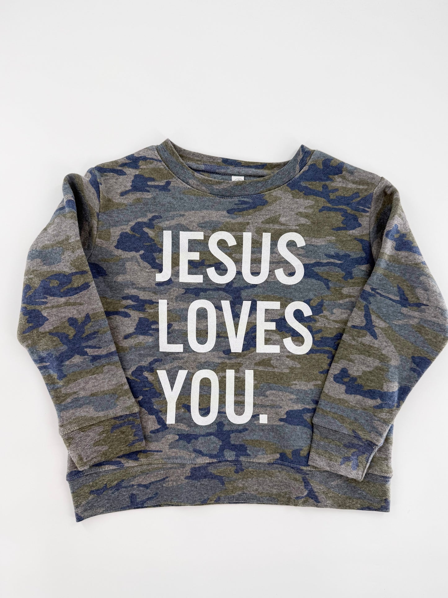 Kids - Jesus Loves You Camo Sweatshirt