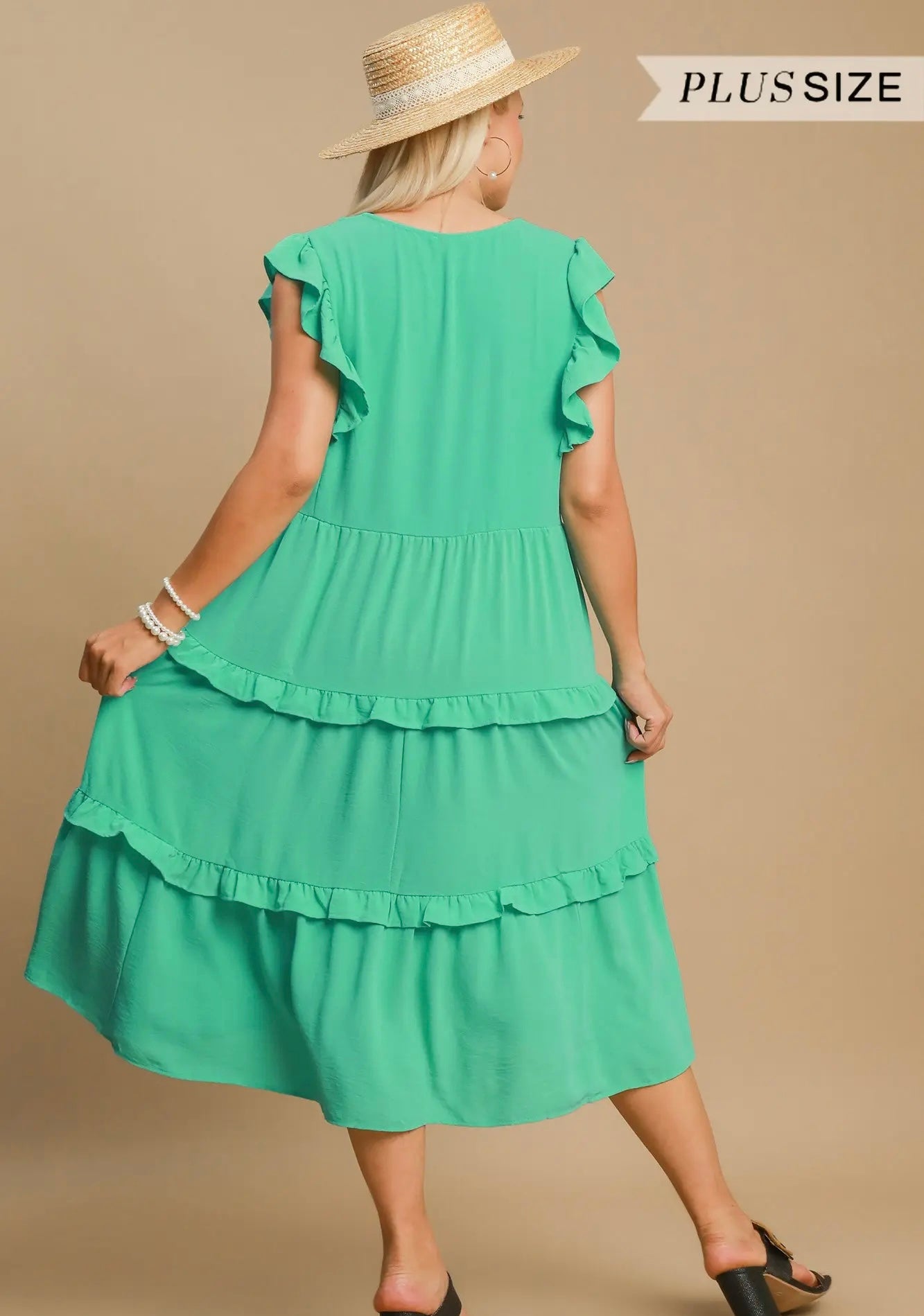 PLUS Emerald Ruffle Tiered Midi Dress