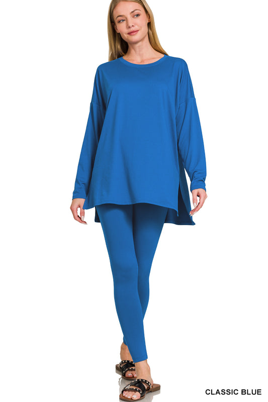 Brushed DTY Microfiber Loungewear Set - Classic Blue