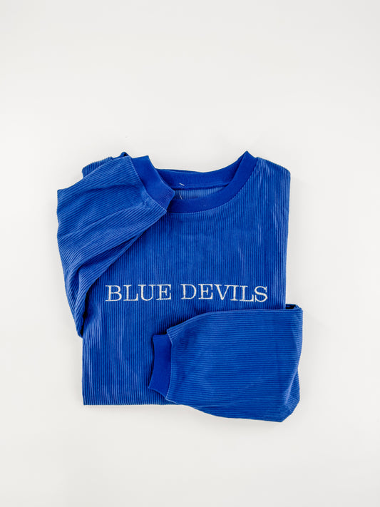 Blue Devils Embroidered Corded Crew