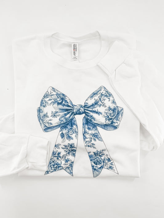 Blue Chinoiserie Bow Sweatshirt