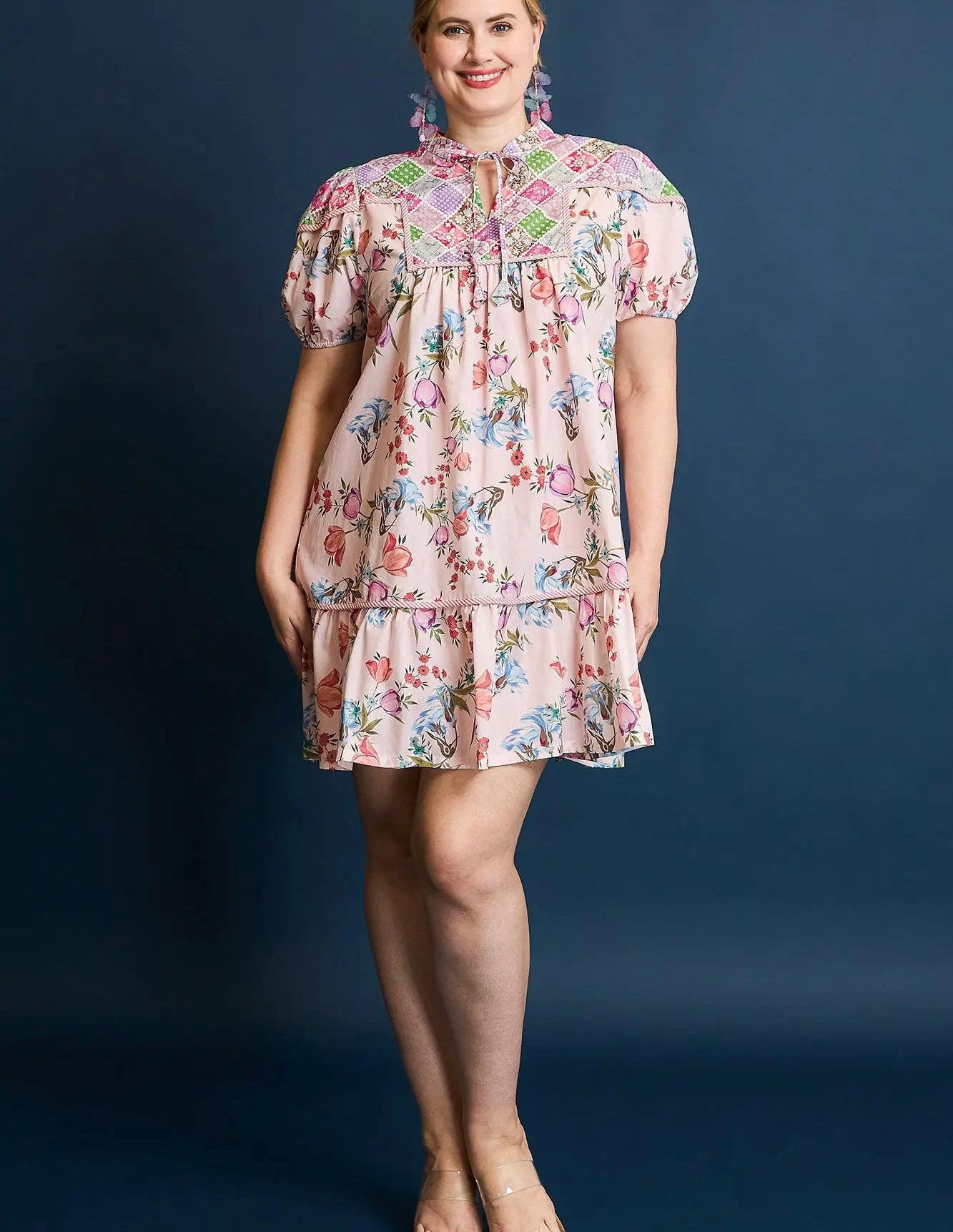 PLUS Pink Patchwork Dress