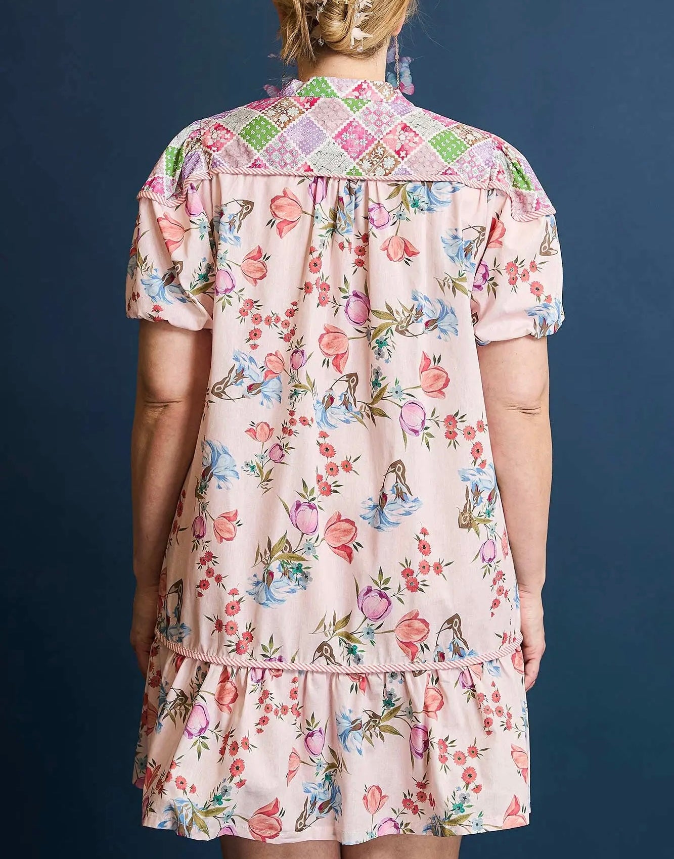 PLUS Pink Patchwork Dress