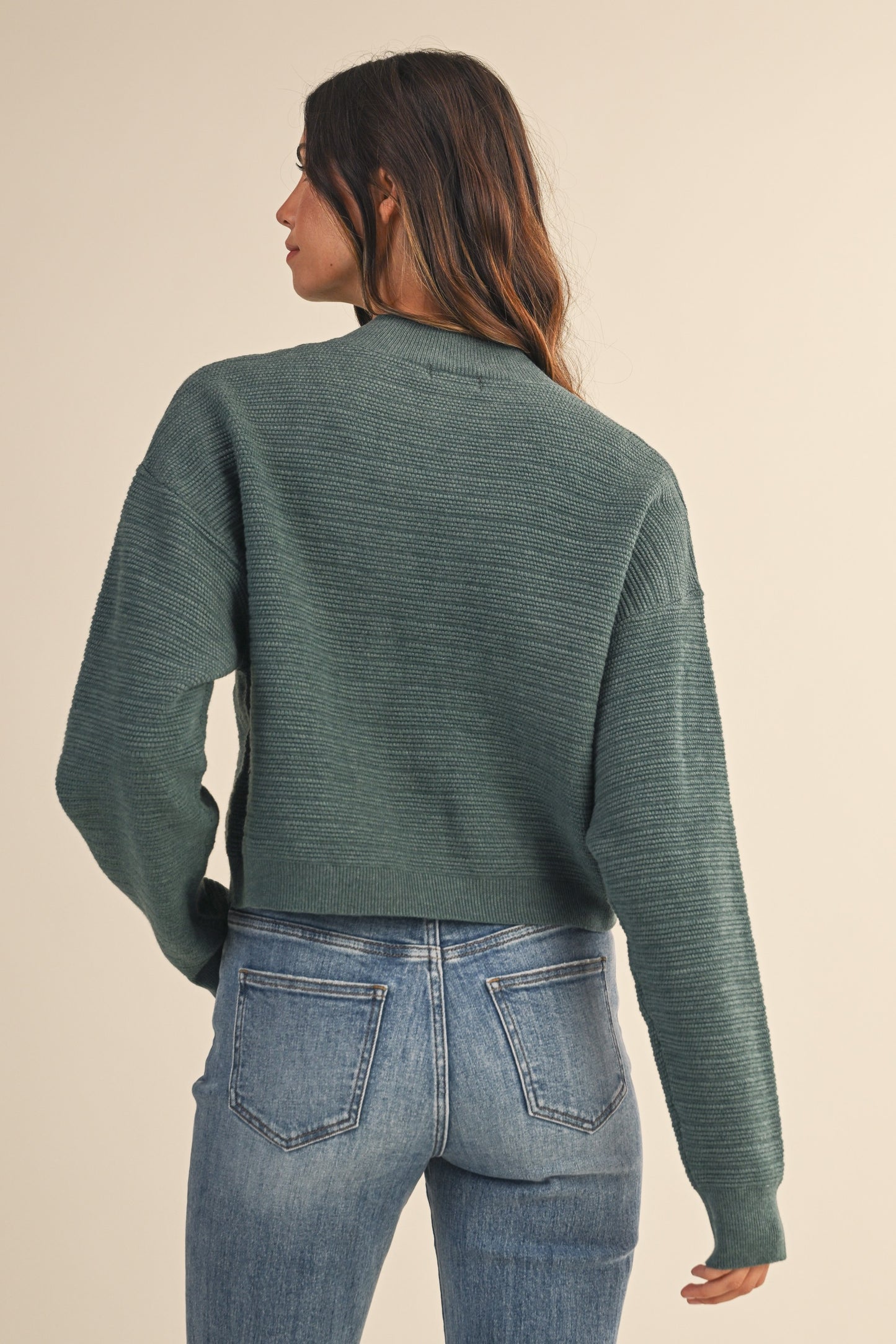 Teal Cropped Cardigan