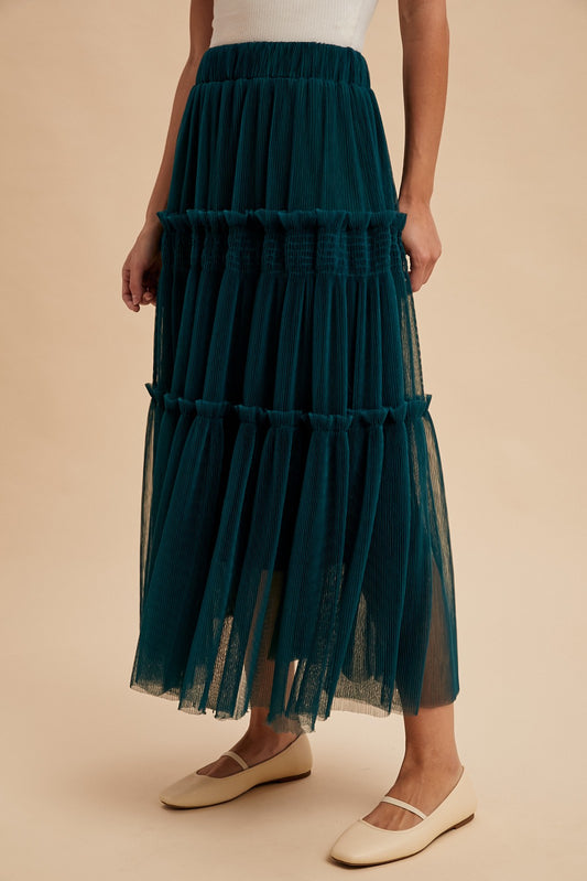 Tulle Tiered Midi Skirt