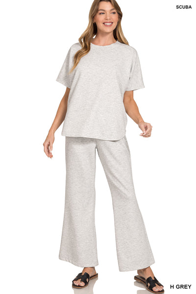Scuba Curbed Hem Top & Pants Set