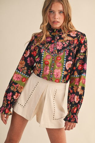 Multi Floral Long Sleeve Top