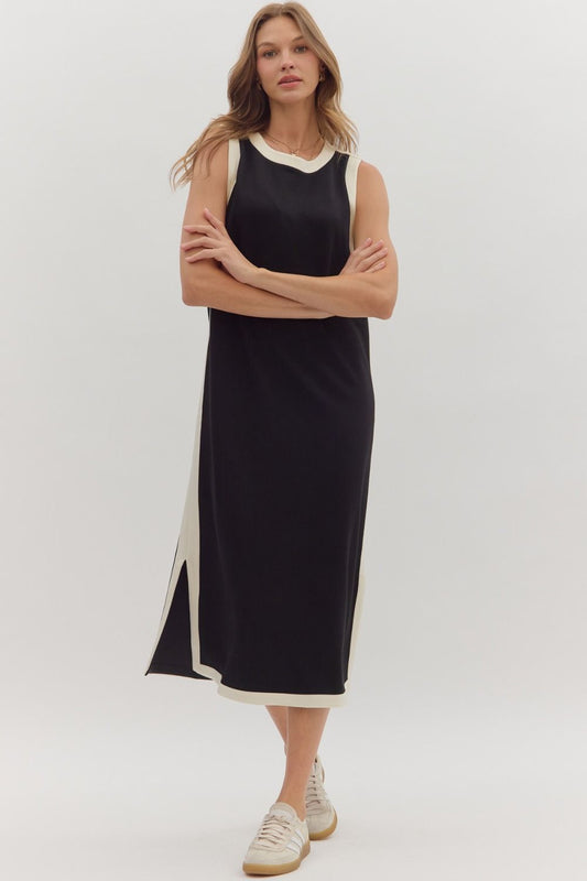 Black Sleeveless Midi Dress