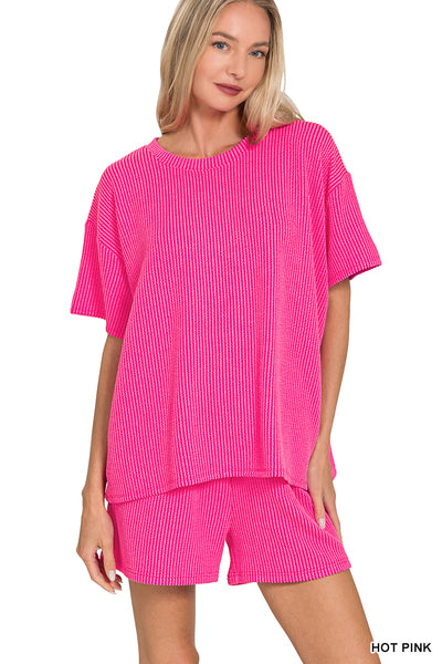 Raised Rib Short Sleeve Tee & Shorts Set