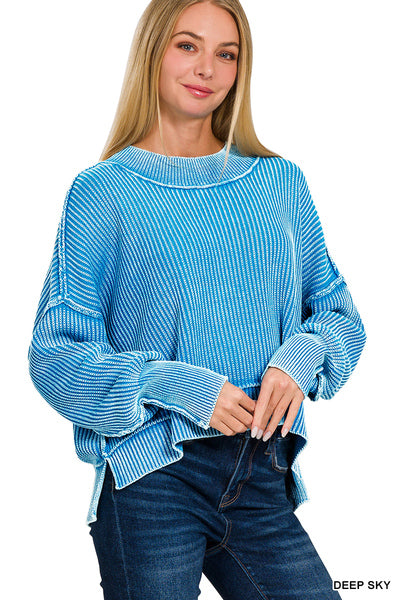 Side Slit Oversized Cropped Sweater