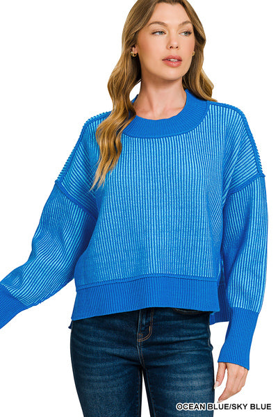 Exposed Seam Two Tone Sweater
