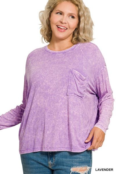 Plus Ribbed Dolman Sleeve Round Neck Top