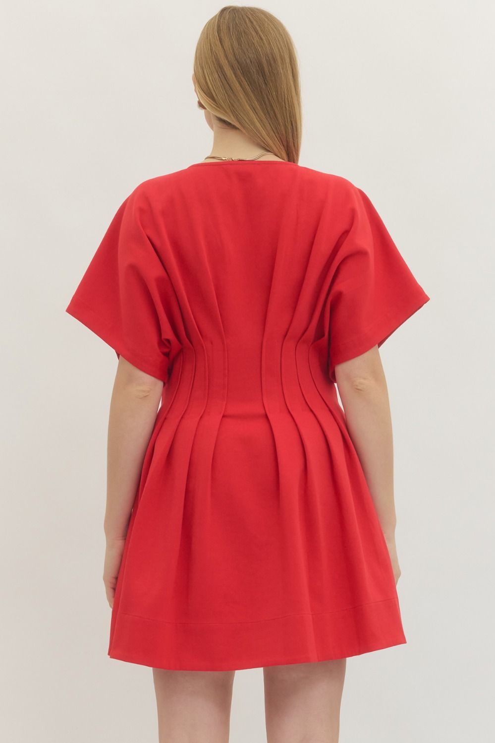 V-Neck Elegant Ruby Dress