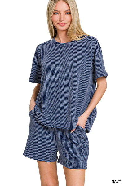Raised Rib Short Sleeve Tee & Shorts Set