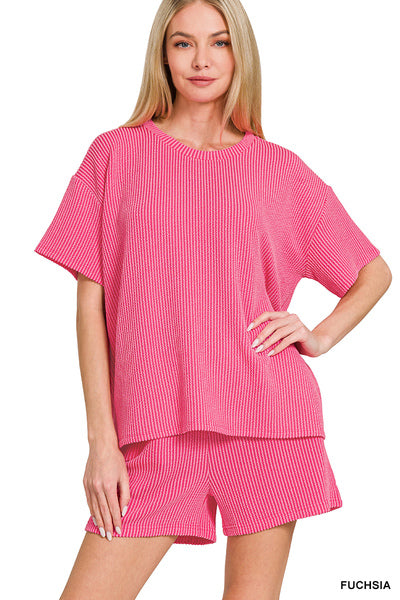 Raised Rib Short Sleeve Tee & Shorts Set