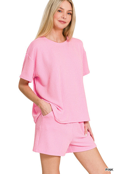 Raised Rib Short Sleeve Tee & Shorts Set