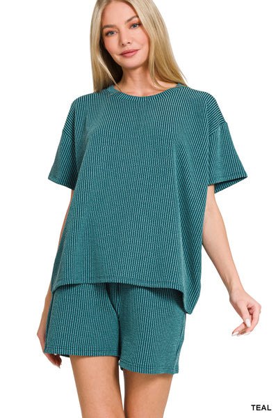Raised Rib Short Sleeve Tee & Shorts Set